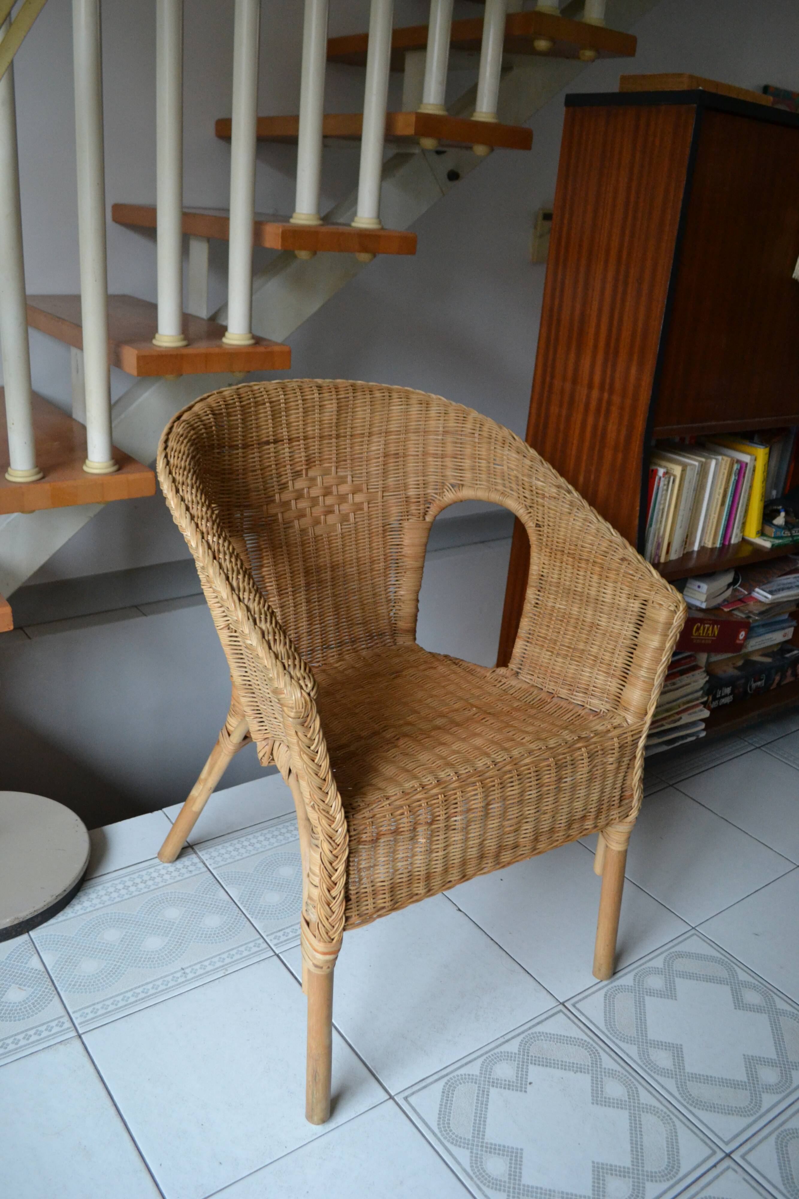Fauteuil en rotin vintage années 60