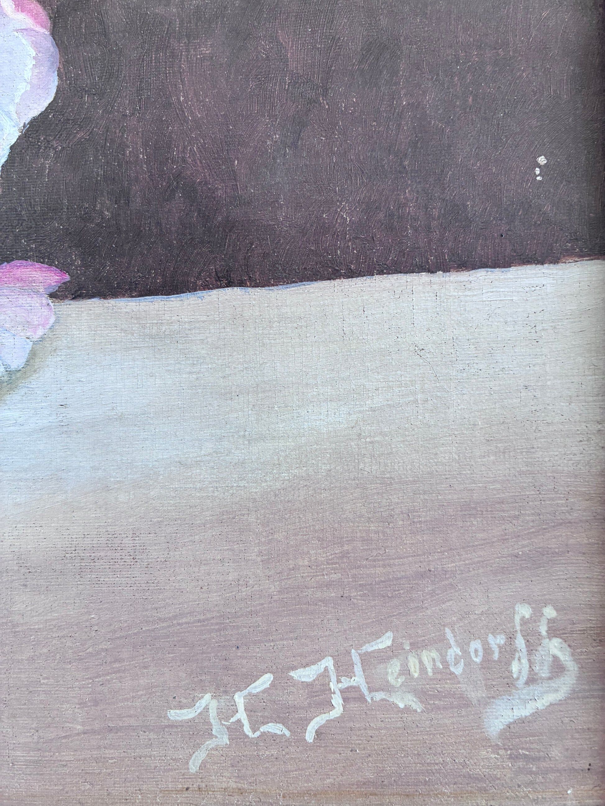 Vintage original flower oil painting, floral still life art