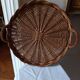Woven wicker tray with handles