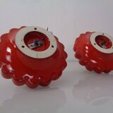 Pop Art Studio Ceramic & Glass Flower Wall Lamps, Germany, 1960s, Set of 2