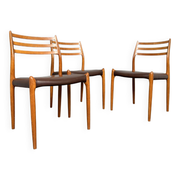 Set of 3 teak chairs, model 78 by Niels Otto Möller for JL Möllers Möbelfabrik, Denmark, 1960s
