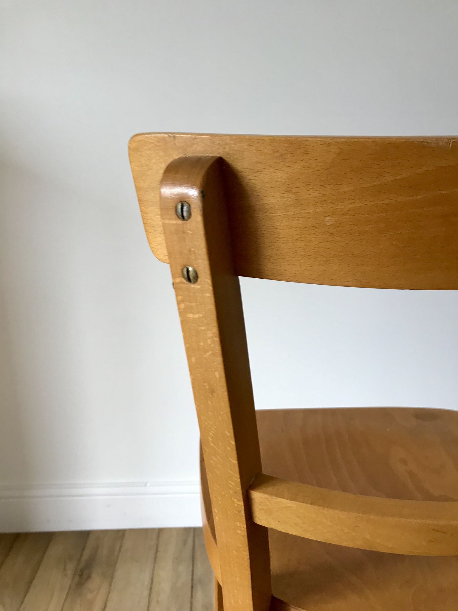 set of 4 Thonet bistro chairs in curved wood honey Mid-Century 50s