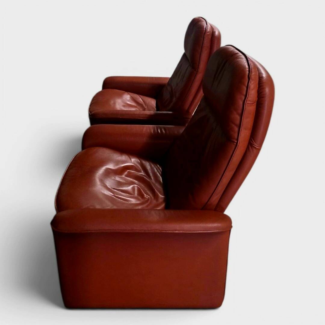 Pair of reclining lounge chairs DS 50 De Sede – Cognac Leather