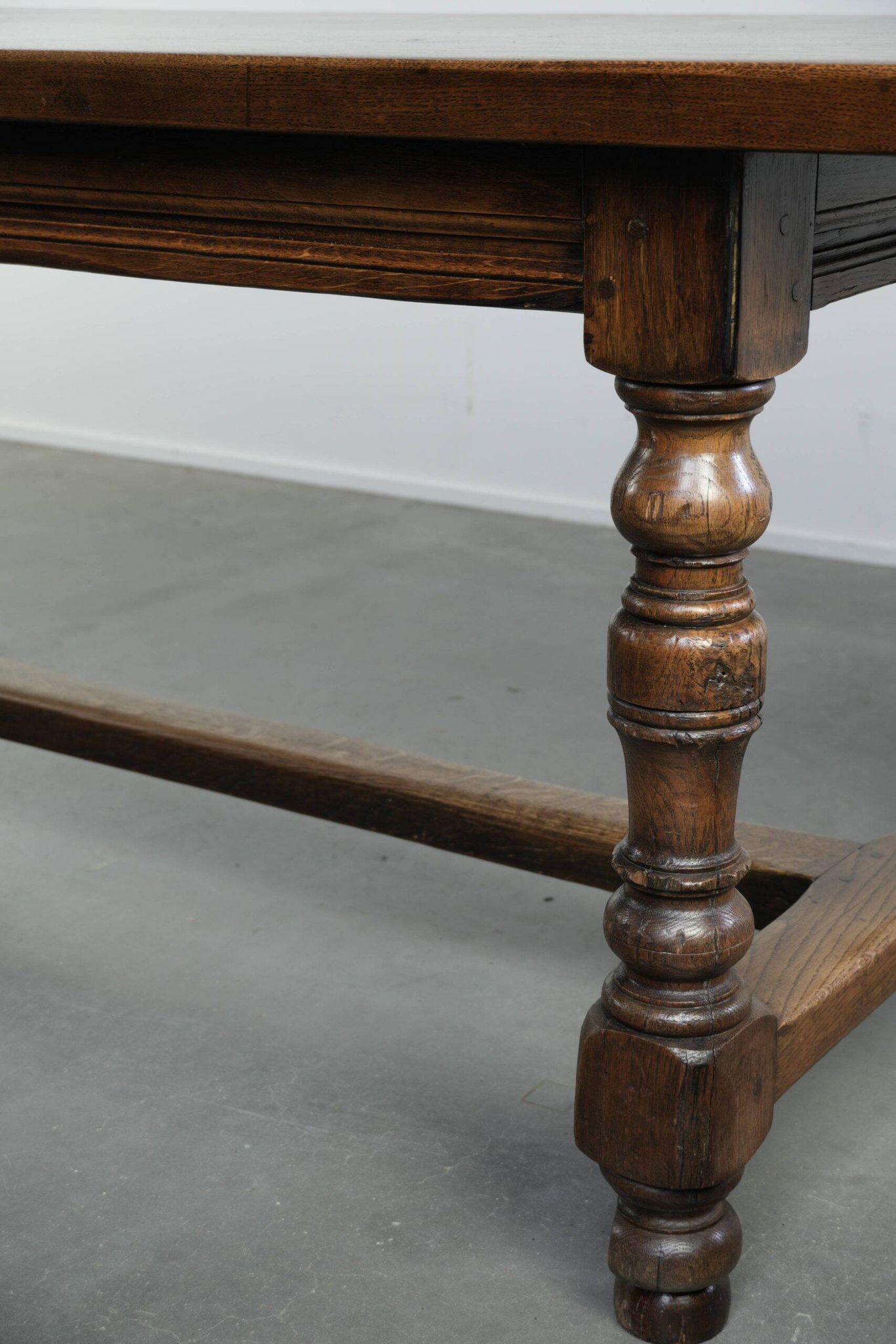 Large antique English oak farmhouse XXL dining table from the 19th century