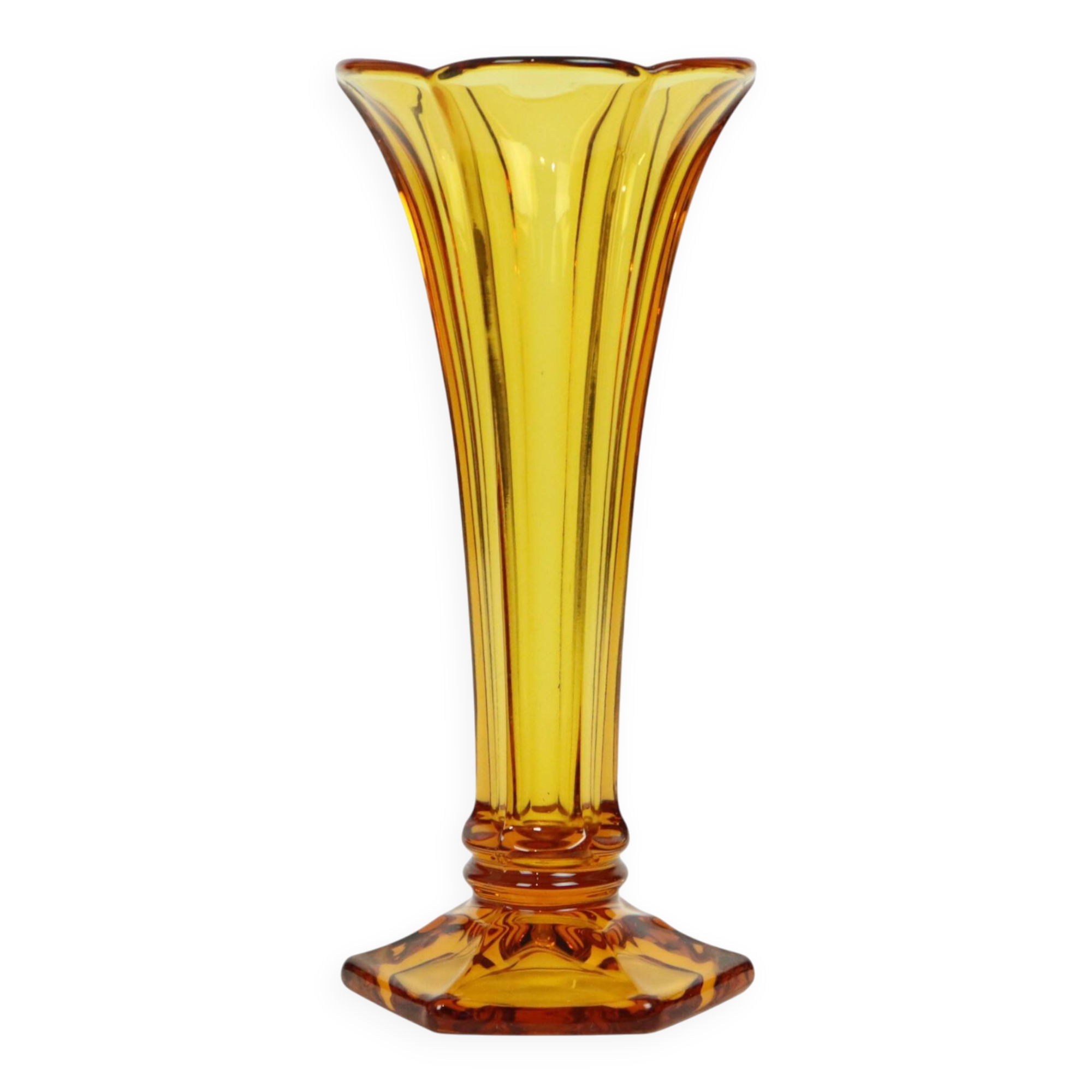 Petit Vase Luxval Ambre Américain 1935 VSL Art Déco
