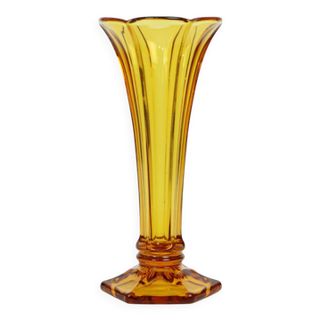 Small Luxval Vase Amber Américain 1935 VSL Art Deco