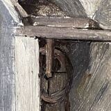 "L'écolier à la fontaine" tableau ancien
