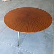 Vintage German round coffee table in sun veneer – W. Germany, an