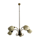 Art deco chandelier 6fires in brass, black metal and opaline