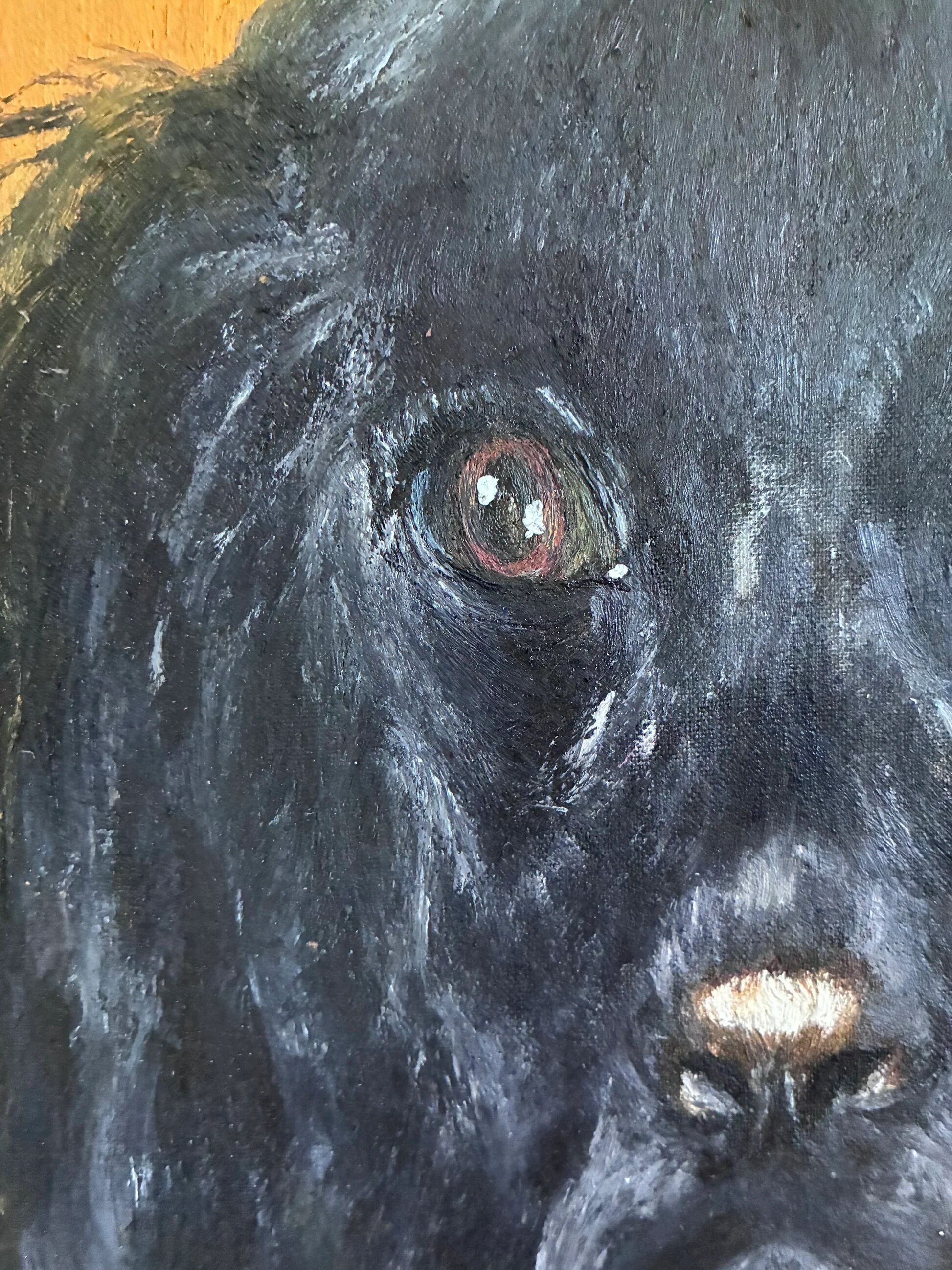 Vintage original dog portrait oil paintings set