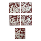 Set of 5 John Moyr Smith 15×15cm tiles – collector's items