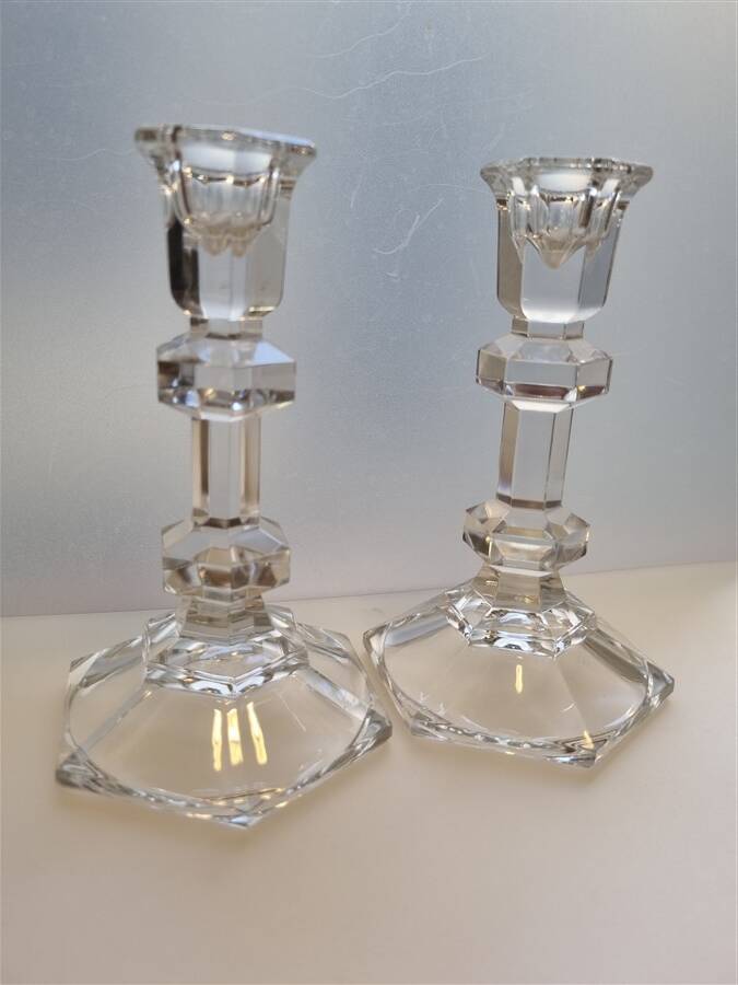 Pair of glass candlesticks