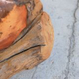 Empty wooden and copper pocket
