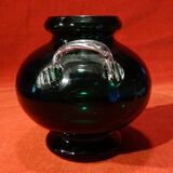 Vase en verre vert vintage 70's 80's