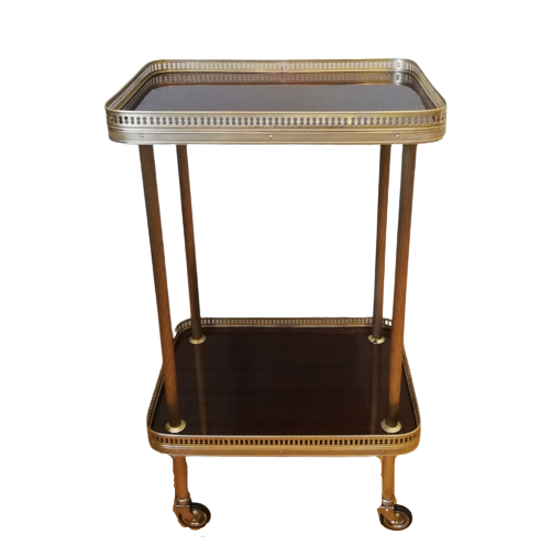 Vintage 60s wheeled service in brass and formica