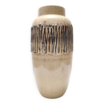 Vase en céramique émaillée beige et noire fait main, Allemagne