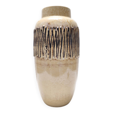 Handmade Beige and Black Glazed Ceramic Vase, Germany