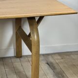 Vintage 1980s oak and chrome dining table + 6 chairs.