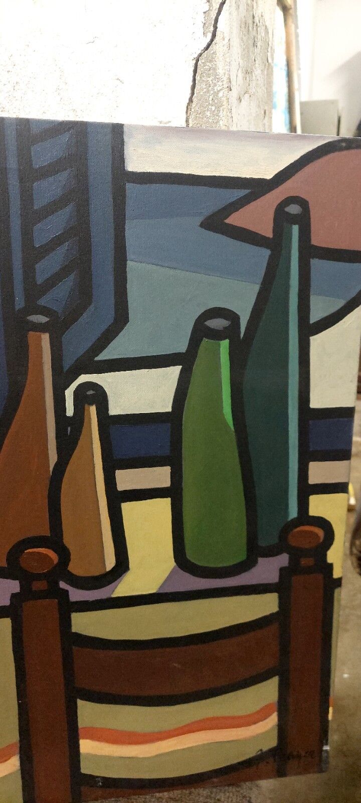 Oil painting on canvas "Still Life and Sea 7" Franco Prayer (1924) 60x50 cm