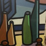 Oil painting on canvas "Still Life and Sea 7" Franco Prayer (1924) 60x50 cm