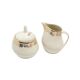 Ewa sugar bowl and creamer, mid-century modern, ivory white porcelain, Poland, 1970s.