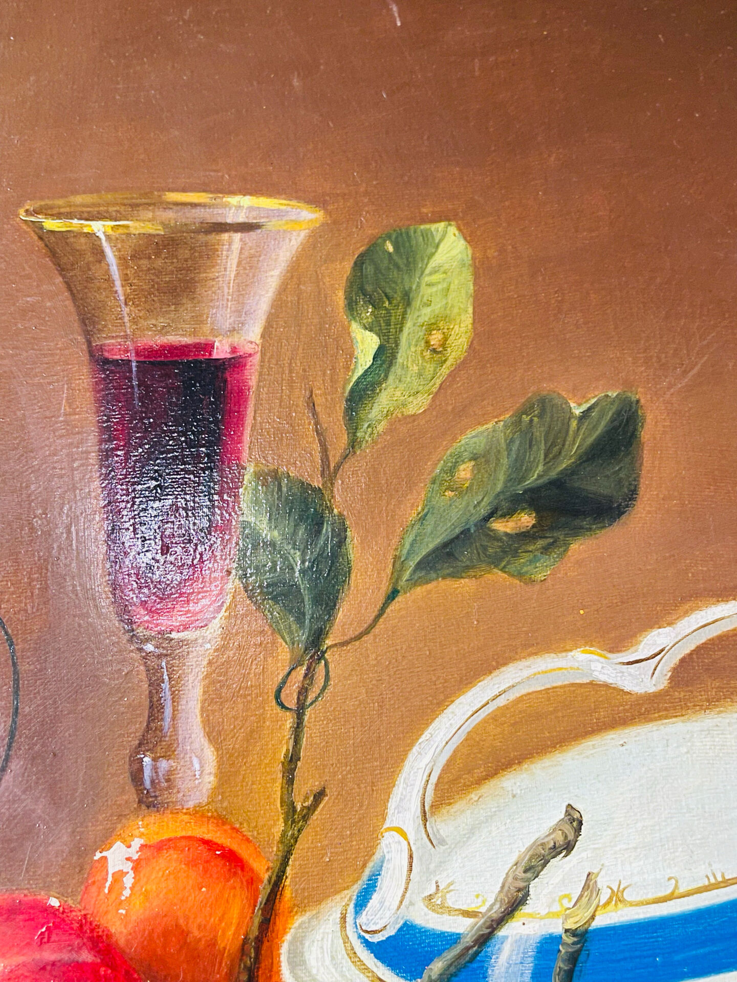 Nature morte ancienne, école russe, huile sur toile, signée à Shulg