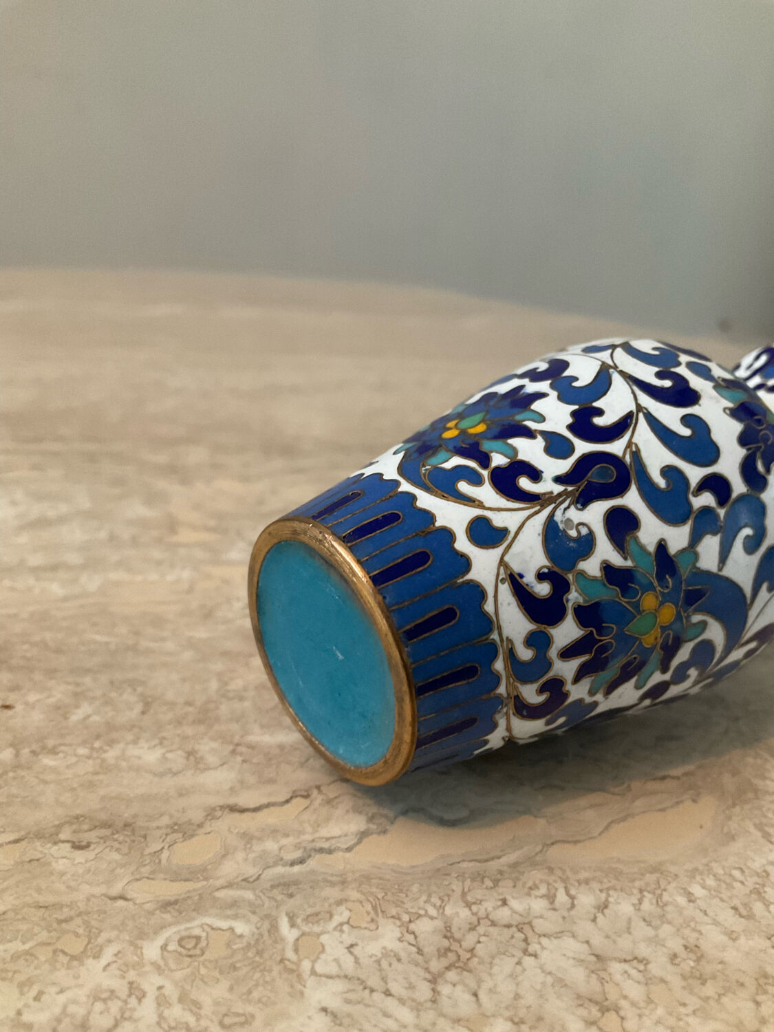 Miniature vase in brass and cloisonné enamel