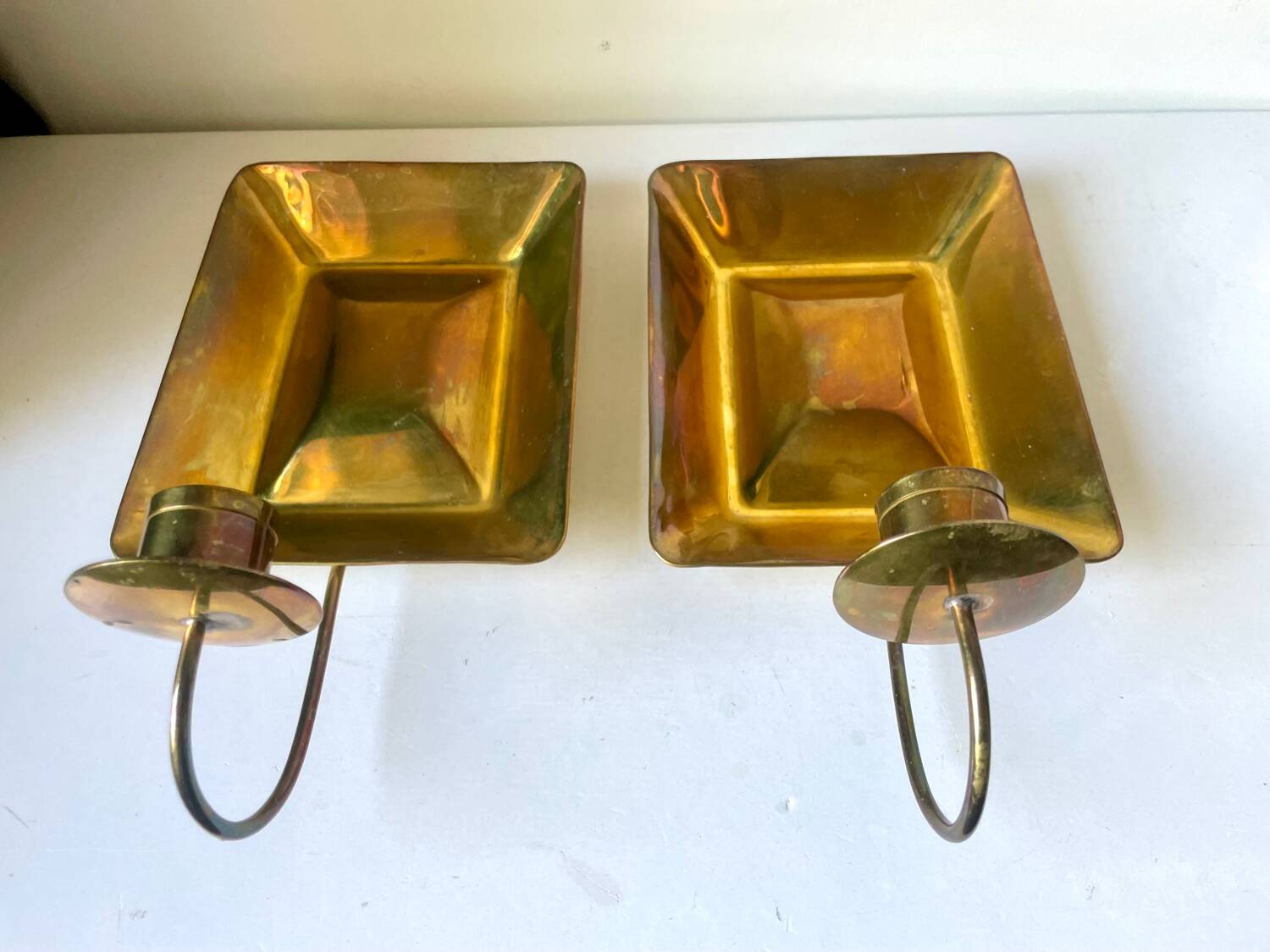 Pair Vintage Brass Wall Candle holder  Sconce  height 24 cm