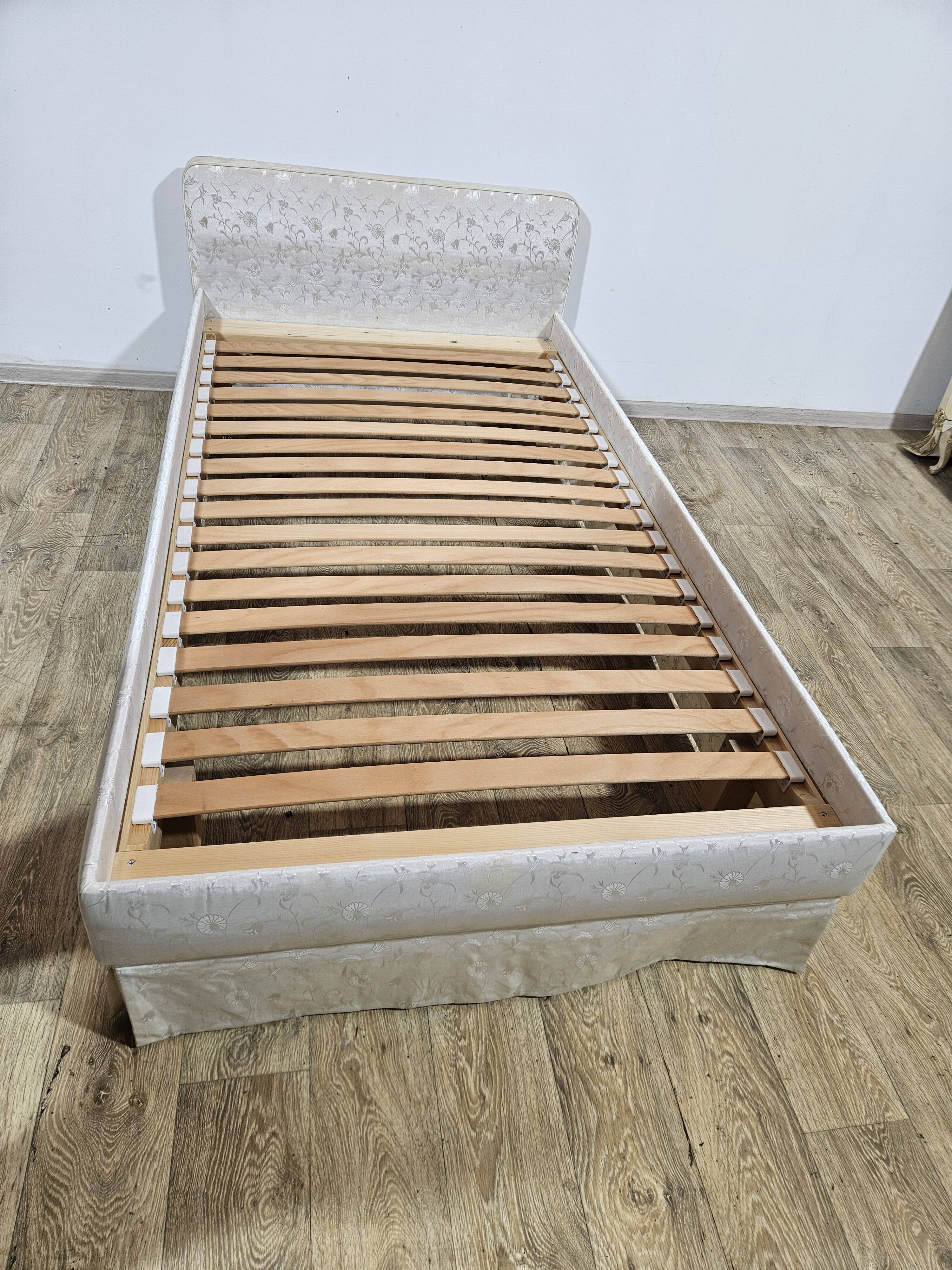 Vintage Upholstered Single Bed with Mattress and Frame 100x190 cm, 60s/70s