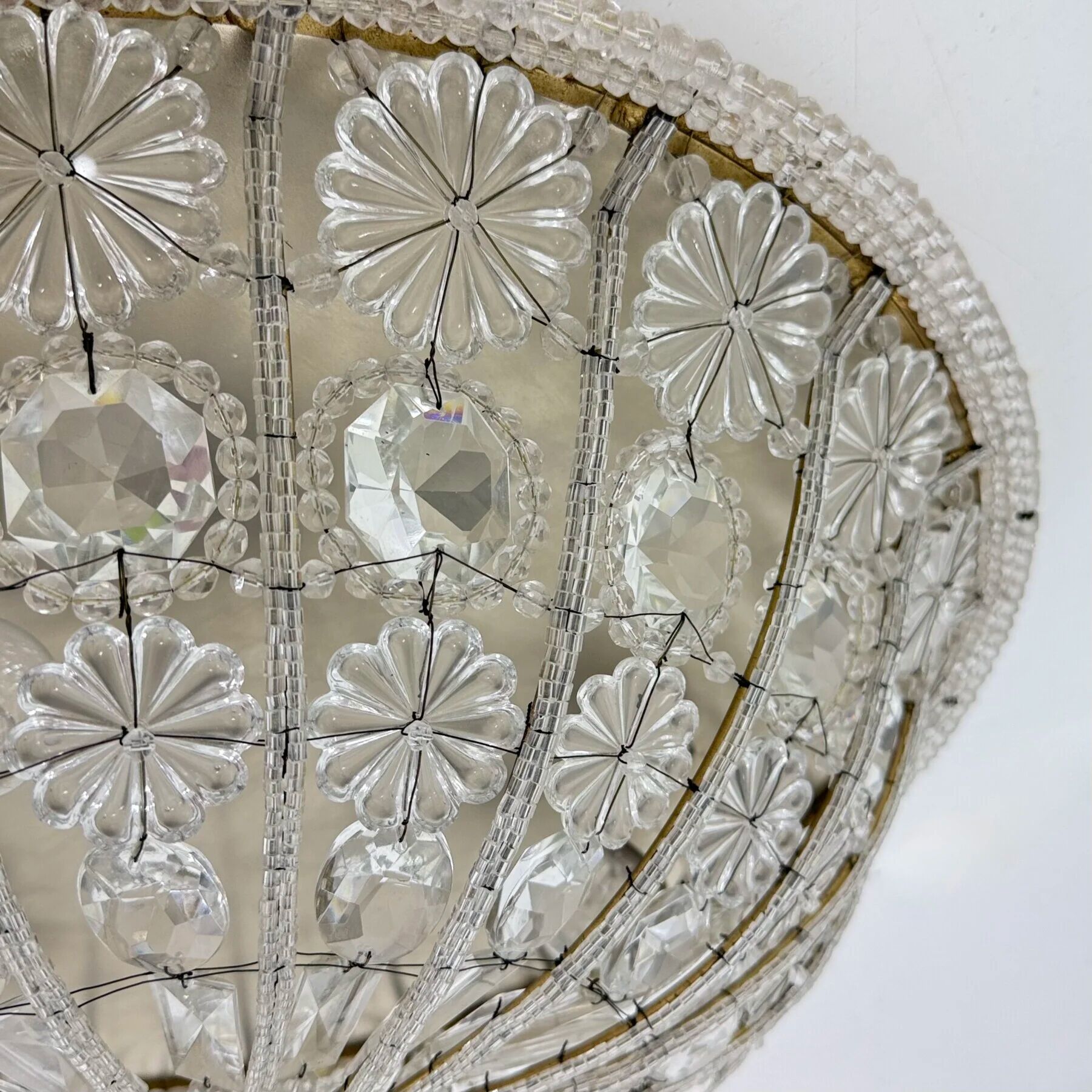 Large crystal Banci Italy ceiling lamp, 1960s