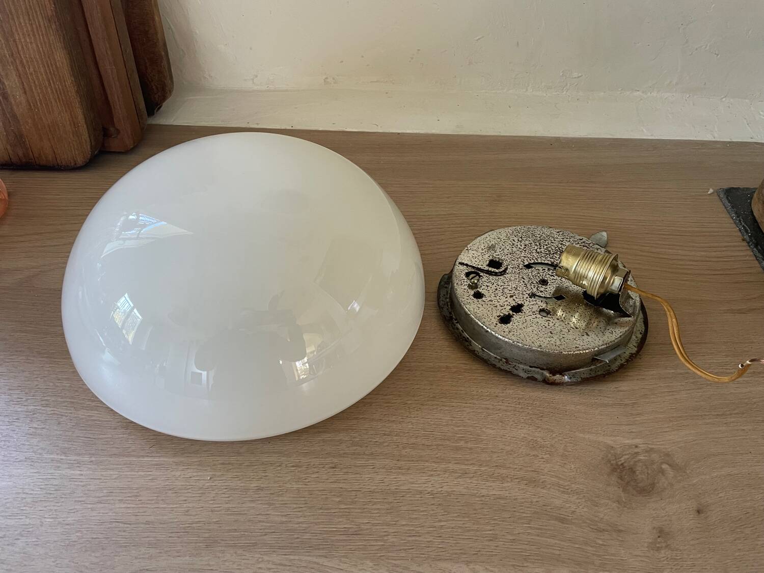 Vintage opaline wall or ceiling light 25cm