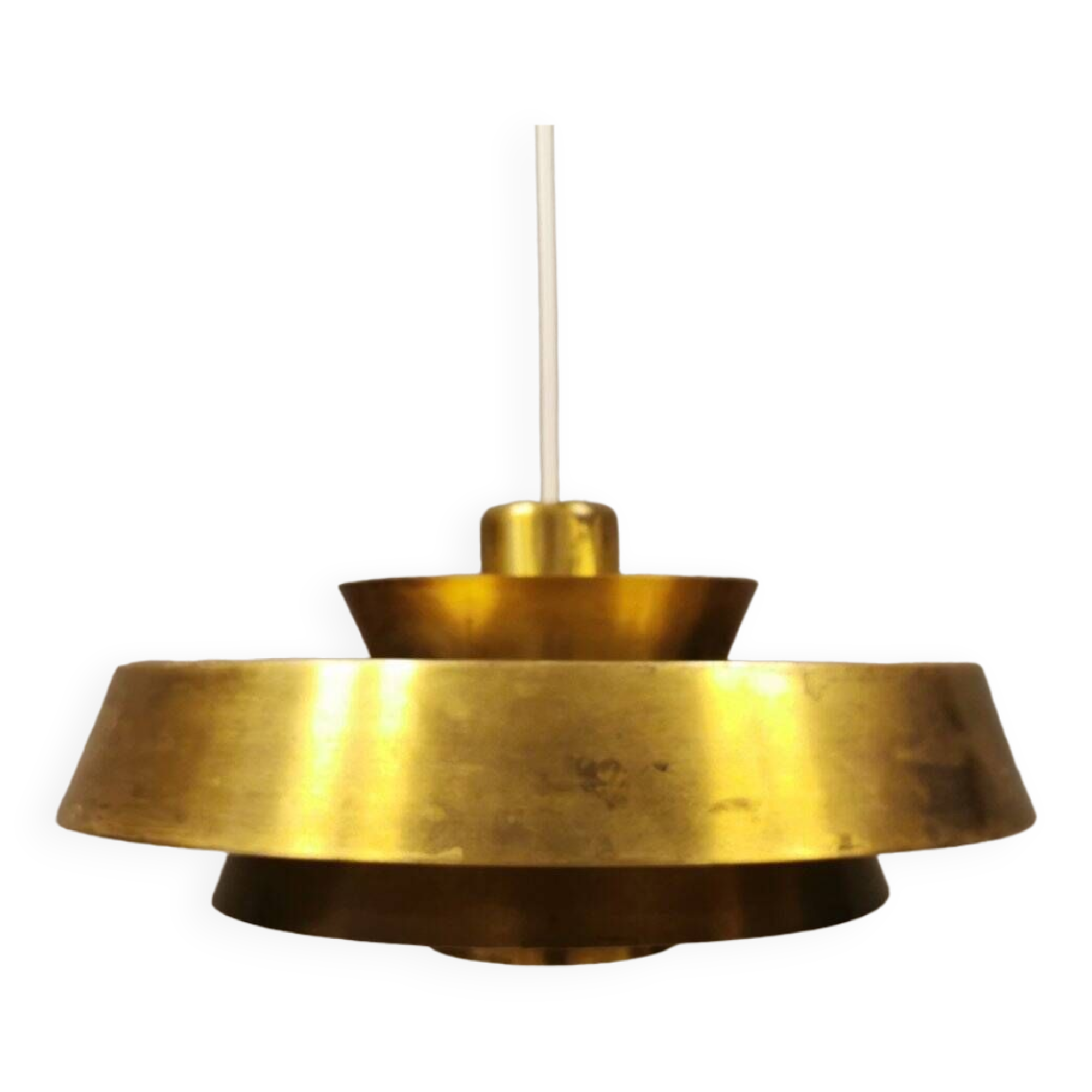A mid-century Danish hanging lamp in solid brass by Jo Hammerborg for Fog & Mørup.