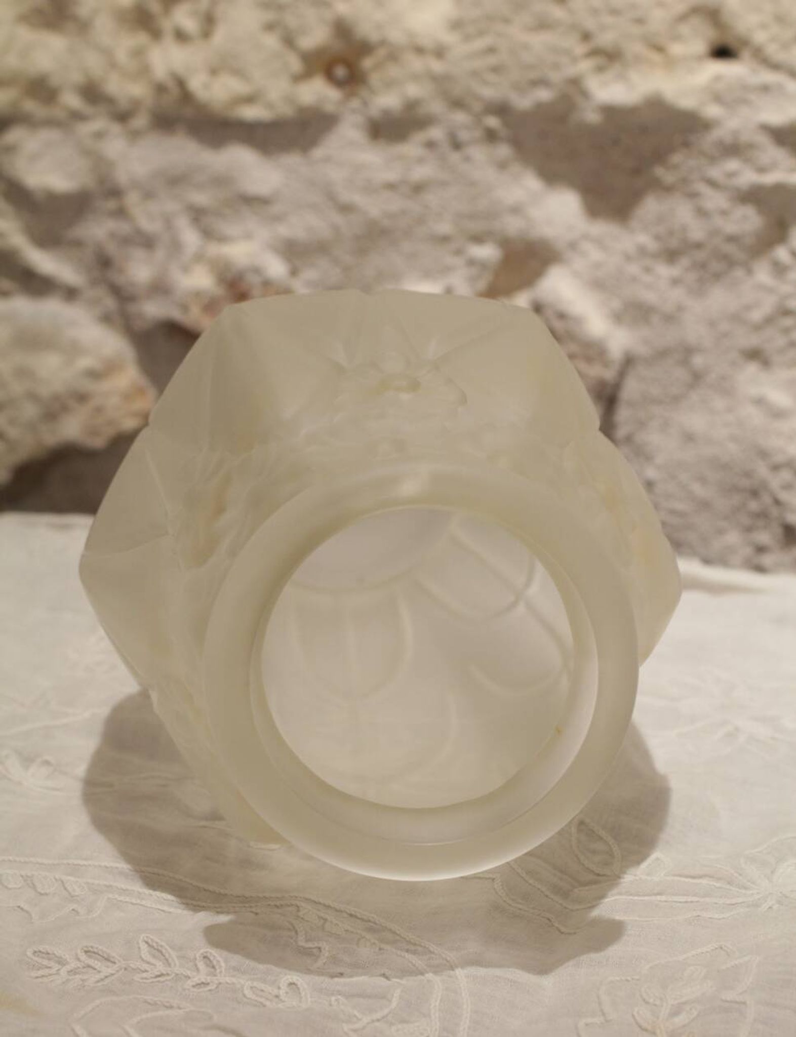 Art Deco molded and satin-finished glass vase, circa 1930
