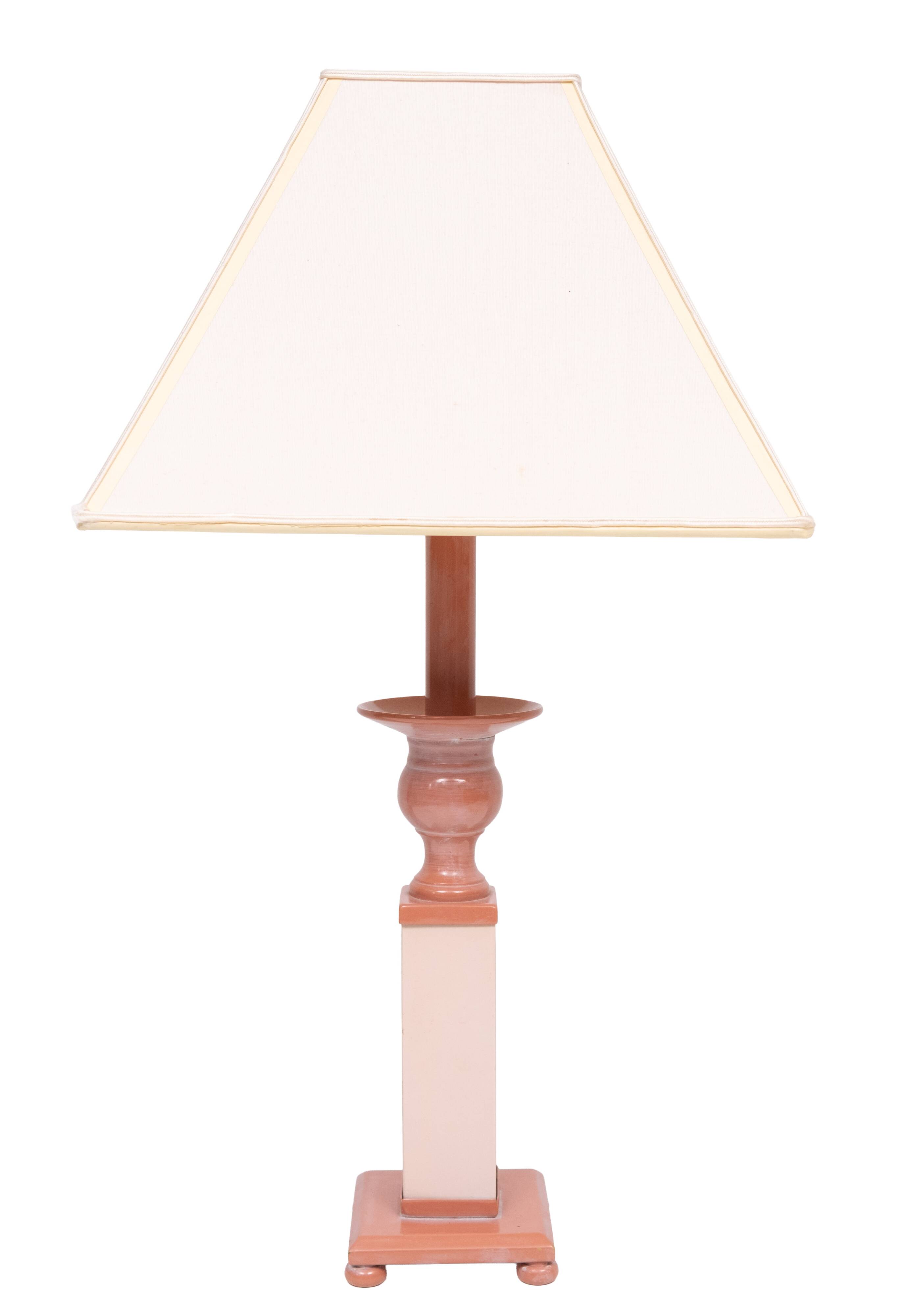 small Classic Greek Pink Marble table lamps 1980s Italy