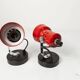 Pair of 1970s red and black wall lights
