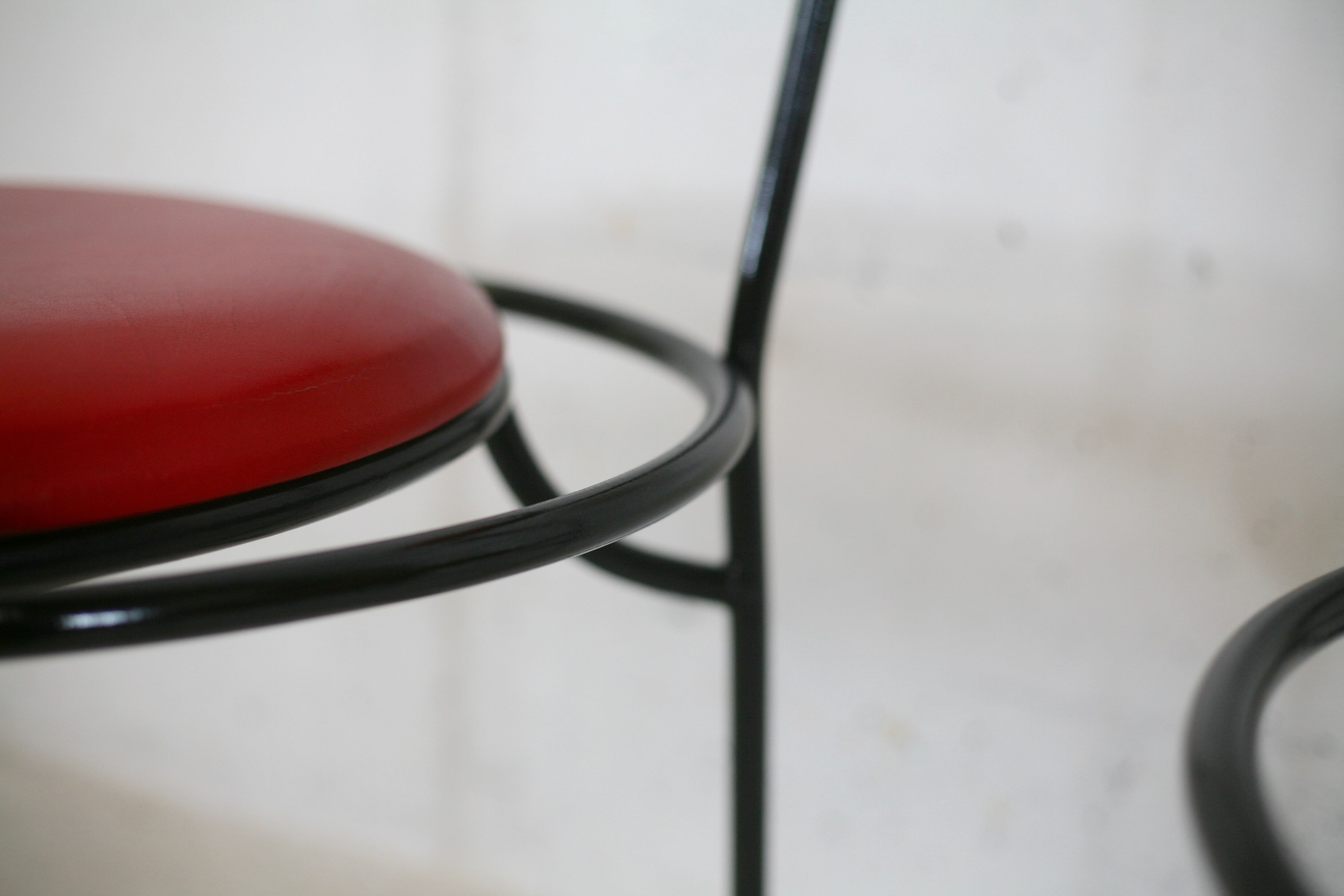 3 armchairs designs steel and leather, France, circa 1980