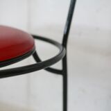 3 armchairs designs steel and leather, France, circa 1980