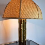 Lampe faux bambou en laiton, France, 1970