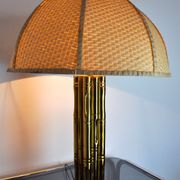 Lampe faux bambou en laiton, France, 1970