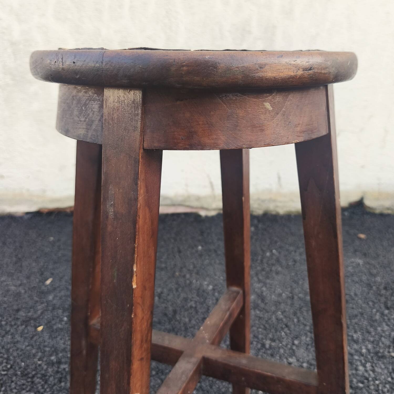 Tabouret haut en chêne massif, 1950