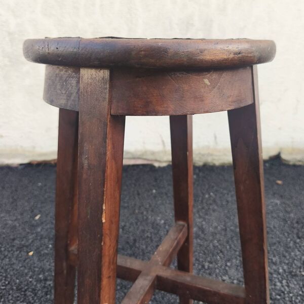 Tabouret haut en chêne massif, 1950