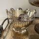 set of 3 silver metal chisel bowls with their tray