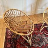 Pair of vintage rattan armchairs – 60s/70s design