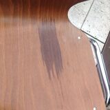 Suite of four chairs in teak color multiplis and chrome / vintage feet 60s-70s