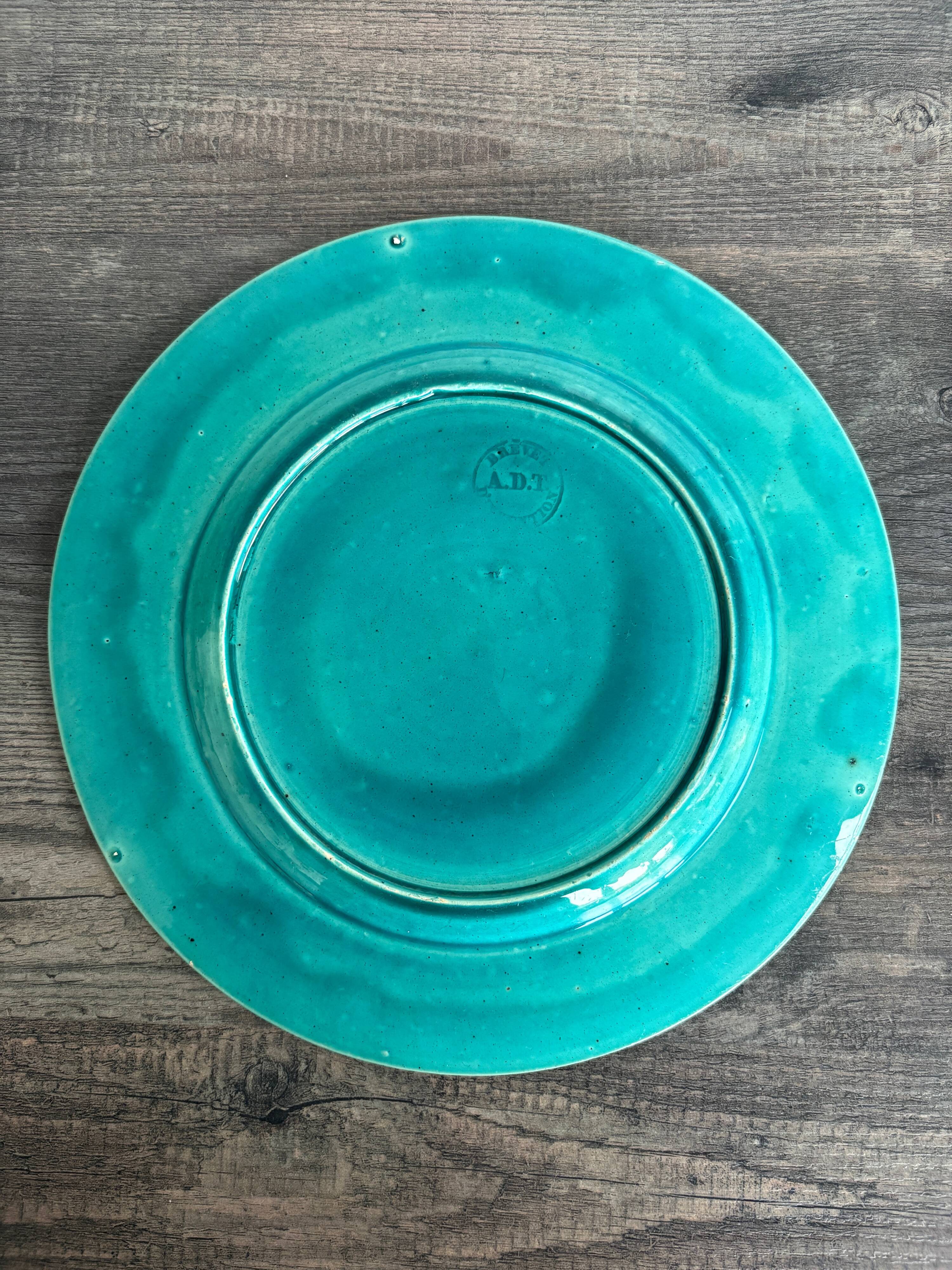 Collection Plate in Turquoise Majolica – Rubelle Ombre Enamel / A.D