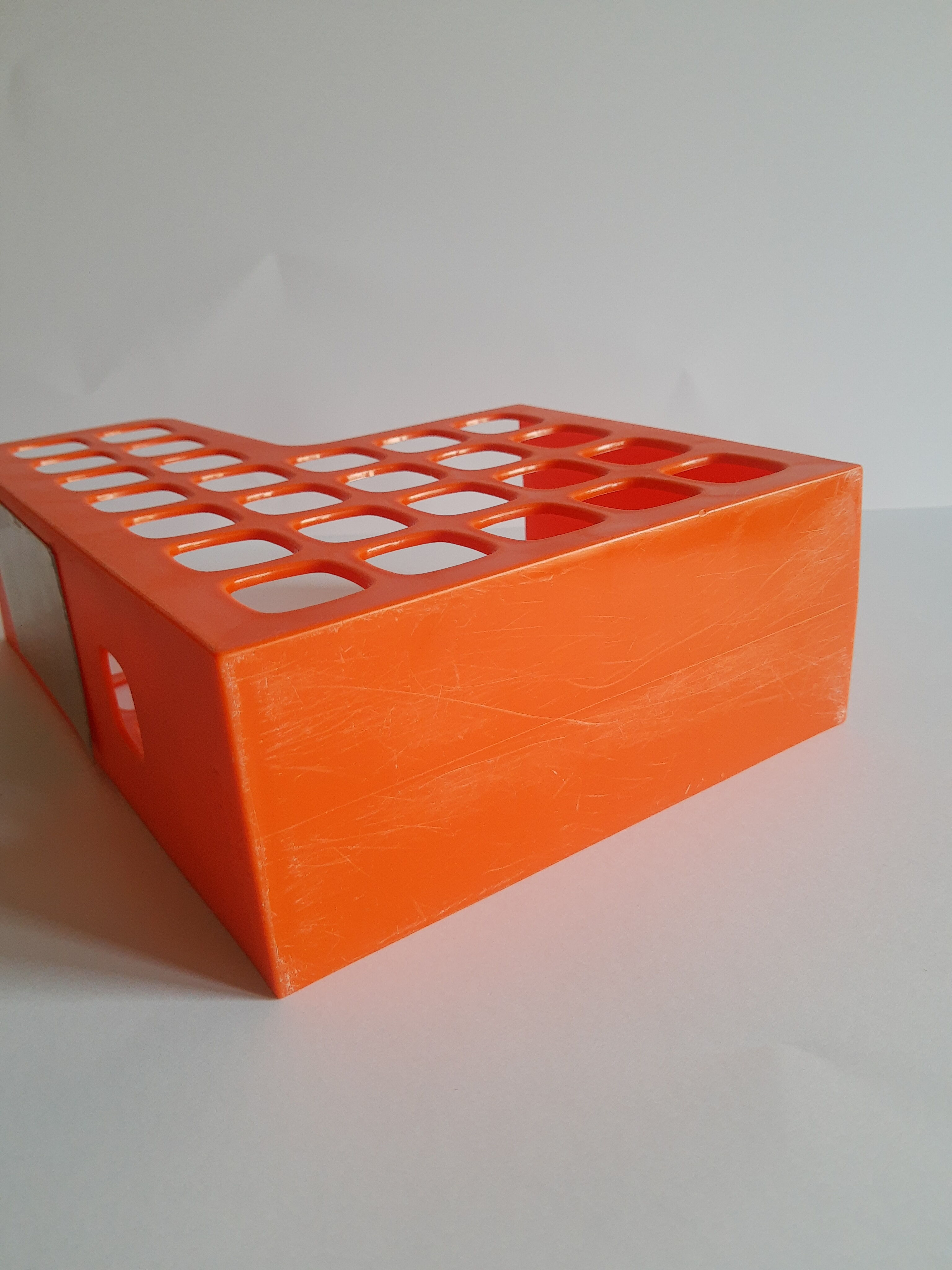 Briefcase magazine holder plastic orange boxer vintage