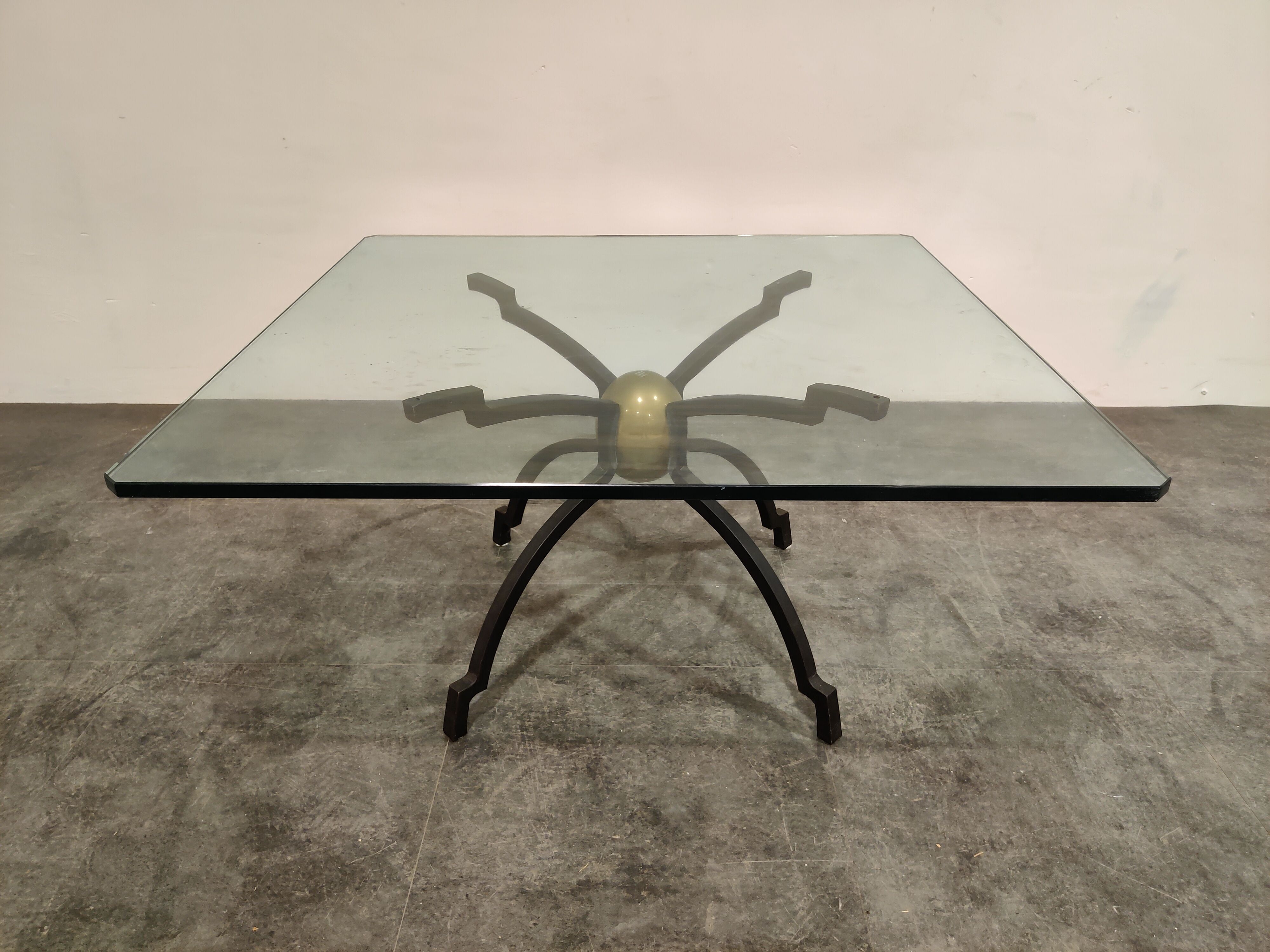 Peter Ghyczy iron and brass coffee table