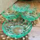 6 dessert, ice cream or fruit cups in pressed glass Pierre d'Avesn Art Deco 1930.