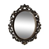 Ancien Miroir ovale Brevettato, style Baroque/Rococo. En bronze à patine dorée. Dim 34 x 25,5 cm