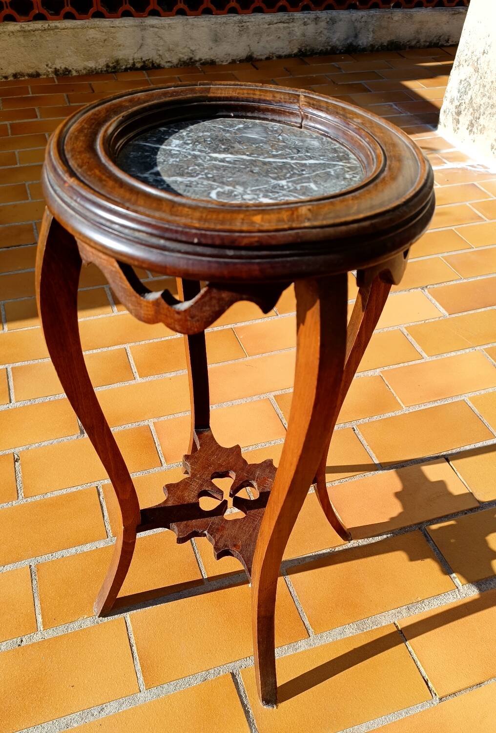Wooden and marble side table